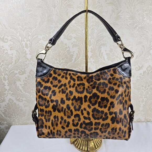 Dooney & Bourke Animal Print Small Logo Loc Sack Hobo Bag Single Strap Vintage - Picture 2 of 16